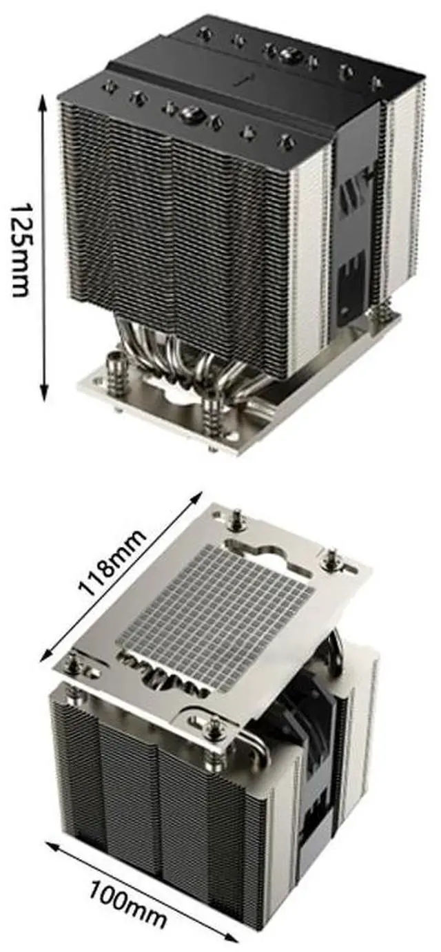 Main image of SP6 M95PRO 400W 4U CPU Cooler, 6 Heat Pipes, Copper Base, 100mm High-Performance PWM Fan, 128CFM Airflow, 125mm Height for AMD EPYC 8004 Series SP6 Processors