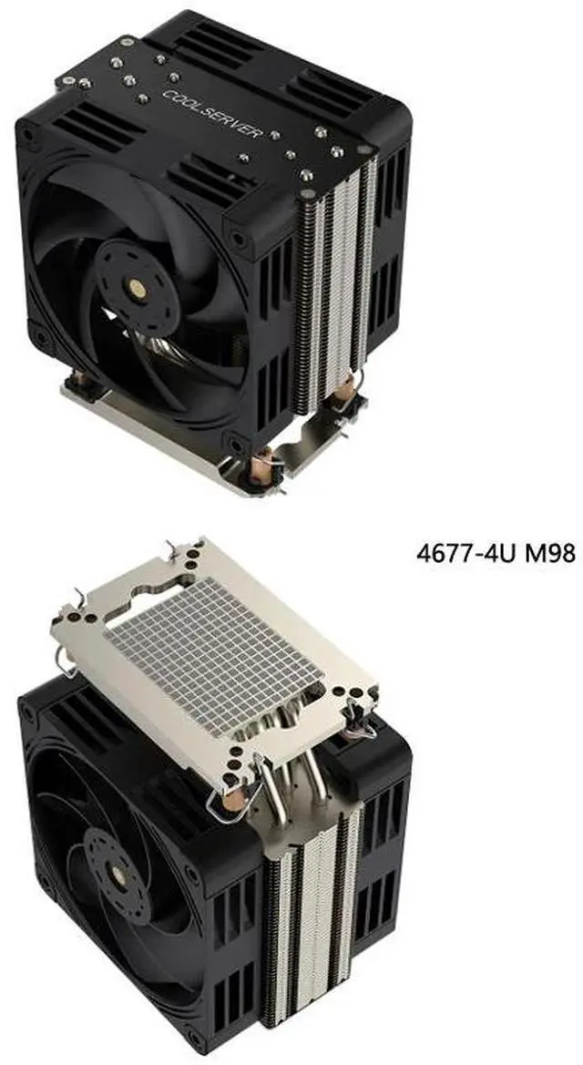 Main image of 4677-4UM98 400W Tower/4U CPU Cooler, 6 Heat Pipes, Copper Base, 120mm PWM Silent Fan, 154mm Height for Intel LGA4677 Xeon Scalable