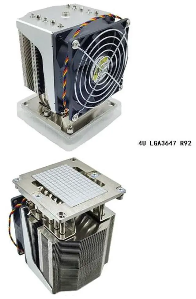 Main image of 4U LGA3647 R92 240W CPU Cooler, 5 Heat Pipes, Copper Base + Copper Fins, 90mm PWM Fan, 64CFM Airflow, 125.5mm Height for Intel LGA3647 Square ILM