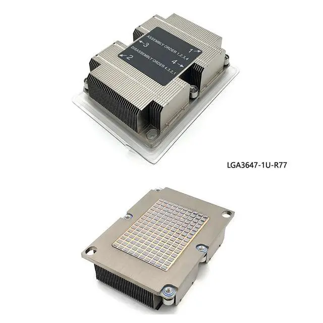 Alt view image 2 of 3 - LGA3647-1U-R77 180W 1U Passive Server CPU Cooler, 4 Heat Pipes, Copper Base, Fanless Design, 25.5mm Height for Intel LGA3647 Rectangular