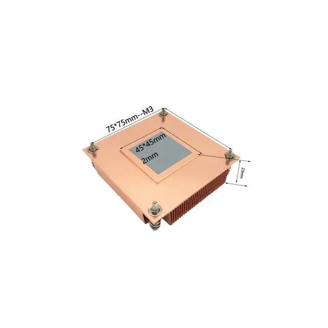 Alt view image 4 of 6 - 1U1C 115X 80W 1U Passive CPU Cooler, All-Copper Base + Copper Fins, Fanless Design, 23mm Height for Intel LGA1200/115X (LGA1150/1151/1155/1156) 1U Rackmount