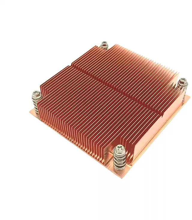 Alt view image 2 of 3 - 1U1C 2011 80W 1U Passive CPU Cooler, All-Copper Base + Copper Fins, Fanless Design, 23mm Height for Intel LGA2011/2066 Square ILM