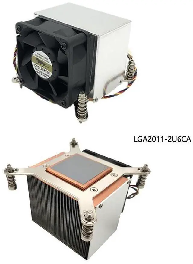 Main image of LGA2011-2U6CA 95W 2U CPU Cooler, Copper Base + Aluminum Fins, 6800RPM PWM Fan, 67mm Height for Intel LGA2011