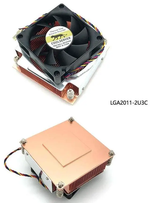 Main image of LGA2011-2U3C 110W 2U CPU Cooler, All-Copper Base + Copper Fins, 70mm PWM Fan, 47mm Height for Intel LGA2011 Square ILM
