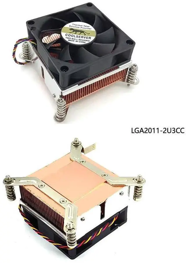 Main image of LGA2011-2U3CC 100W 2U CPU Cooler, All-Copper Base + Copper Fins, 70mm PWM Fan, 48mm Height for Intel LGA2011 Square ILM