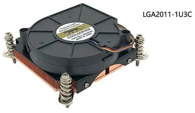 Alt view image 2 of 3 - LGA2011-1U3C 110W 1U CPU Cooler, All-Copper Base + Copper Fins, 70mm Blower Fan, 28mm Height for Intel LGA2011 Square ILM