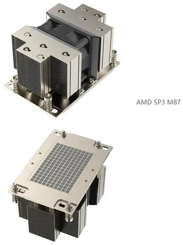 Main image of for AMD SP3 2U M87 350W Server CPU Cooler, 5 Heat Pipes, Copper Base, 11000RPM PWM Fan, 62CFM Airflow, 64.5mm Height for AMD Series SP3 Processors