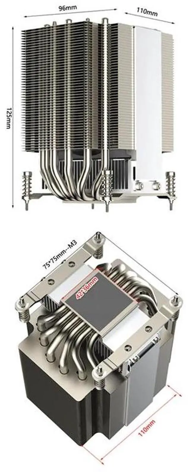 Main image of R28 115X 240W 4U/Workstation CPU Cooler, 6 Heat Pipes, Copper Base, 90mm High-Performance PWM Fan, 95CFM Airflow, 14.1mmHO Static Pressure, 125mm Height for Intel LGA1200/115X (LGA1150/1151/1155/1156