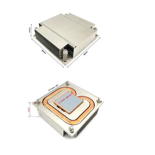 Alt view image 5 of 5 - 1U1CA 115X 95W 1U CPU Cooler, Copper Base + Aluminum Fins + 1 Heat Pipe, Fanless/SFF Design, 27mm Height for Intel LGA1200/115X (LGA1150/1151/1155/1156) 1U Rackmount