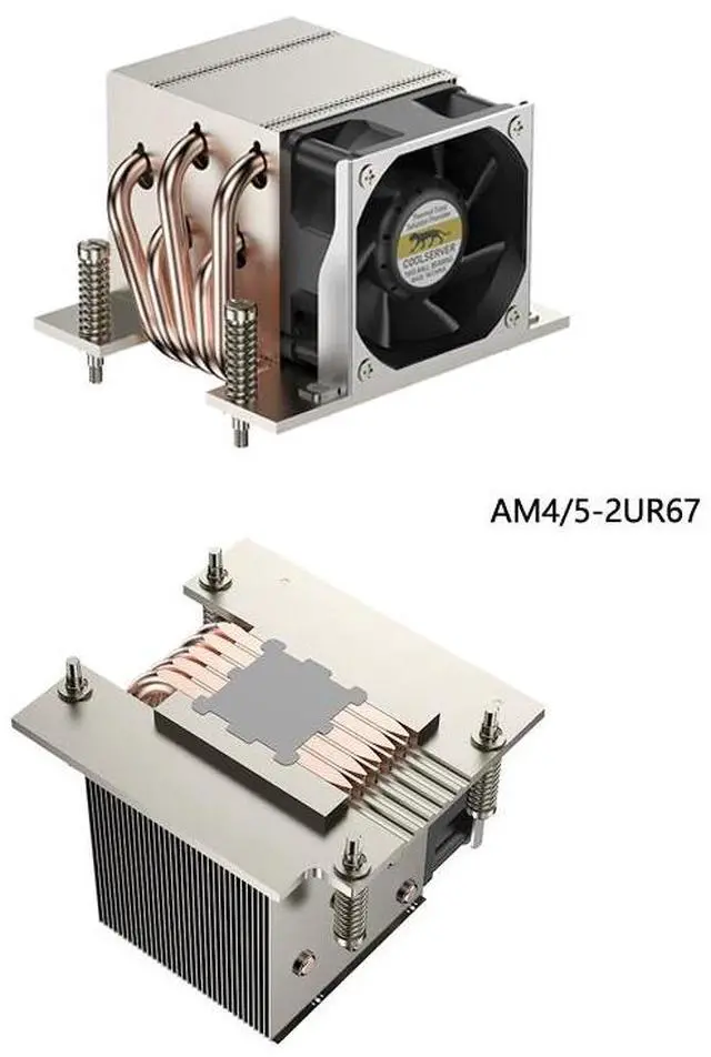 Main image of AM4/5-2UR67 200W 2U CPU Cooler, 5 Heat Pipes, 11000RPM PWM Fan, 62CFM Airflow, 67.5mm Height for AMD AM5/AM4 2U Server