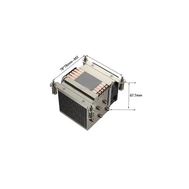 Alt view image 3 of 3 - R65 1700 180W 2U CPU Cooler, 5 Heat Pipes, 8000RPM PWM Fan, 47CFM Airflow, 67.7mm Height for Intel LGA1700/1851 2U Server