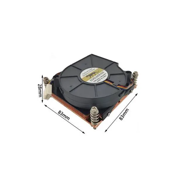 Alt view image 3 of 3 - 1U3C 115X 110W 1U Server CPU Cooler, Full Copper, 5000RPM PWM Blower Fan, 28mm Height for Intel LGA1200/115X 1U Rackmount