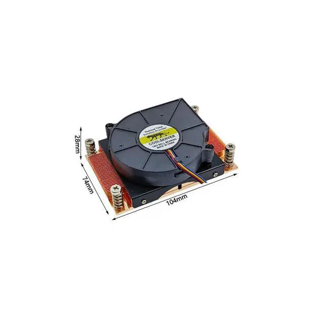 Alt view image 2 of 3 - 1U3C 2011 95W 1U Server CPU Cooler, Full Copper, 5000RPM PWM Blower Fan, 28mm Height for Intel LGA2011 Rectangular 1U Rackmount