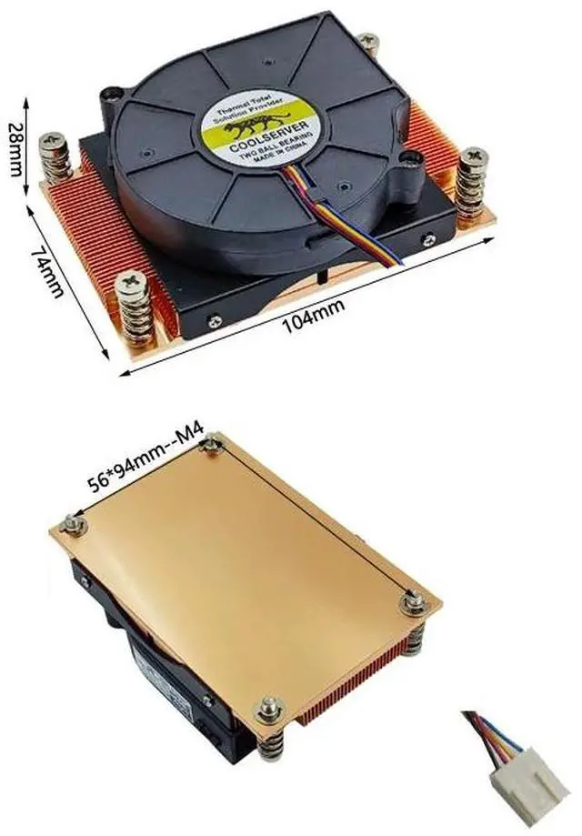 Main image of 1U3C 2011 95W 1U Server CPU Cooler, Full Copper, 5000RPM PWM Blower Fan, 28mm Height for Intel LGA2011 Rectangular 1U Rackmount