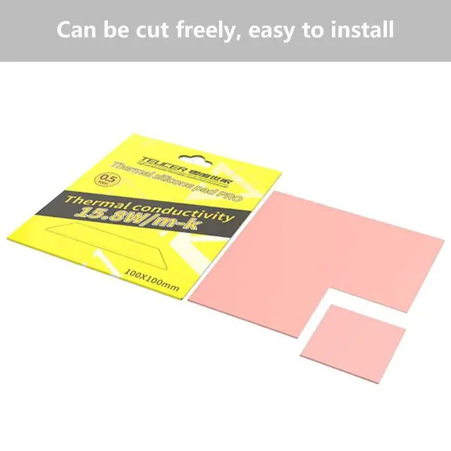 Alt view image 4 of 4 - Thermal Pad 15.8 W/mK, 100x100x0.5mm, Non Conductive Heat Resistance High Temperature Resistance, Silicone Thermal Pads for PC Laptop PS4/PS5/CPU/GPU/Computer