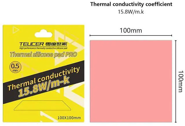 Main image of Thermal Pad 15.8 W/mK, 100x100x0.5mm, Non Conductive Heat Resistance High Temperature Resistance, Silicone Thermal Pads for PC Laptop PS4/PS5/CPU/GPU/Computer