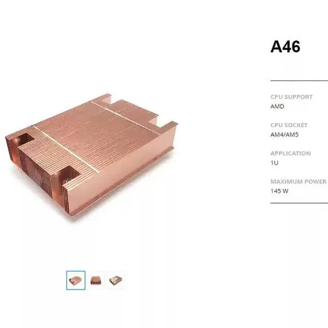 Alt view image 4 of 4 - A46 Passive 1U Server Heatsink with Vapor Chamber (VC) for AM4 Socket, ITX Chassis Compatible