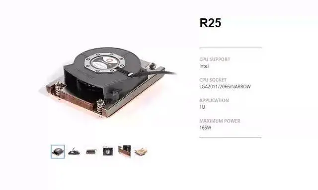 Alt view image 5 of 5 - R25 1U Full-Copper Server Heatsink with Vapor Chamber (VC) for LGA2011 (Rectangular Type)