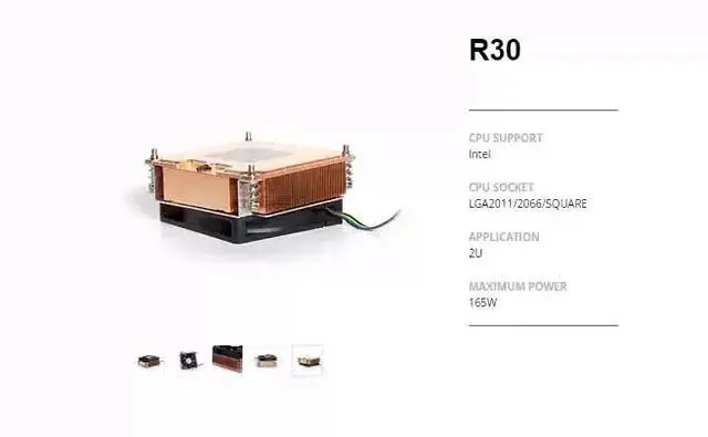 Alt view image 5 of 5 - R30 2U Full-Copper Server Heatsink with Vapor Chamber (VC) and Fan, Compatible with LGA2011 / LGA2066 Sockets