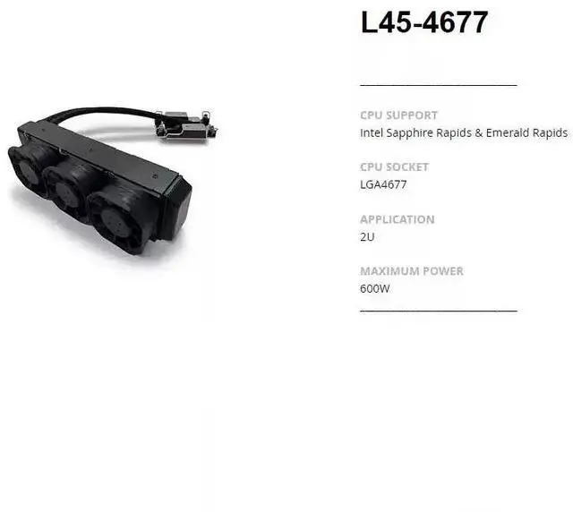 Alt view image 4 of 4 - L45 2U Server Liquid Cooler for Intel LGA4677 / LGA4710 CPU Sockets