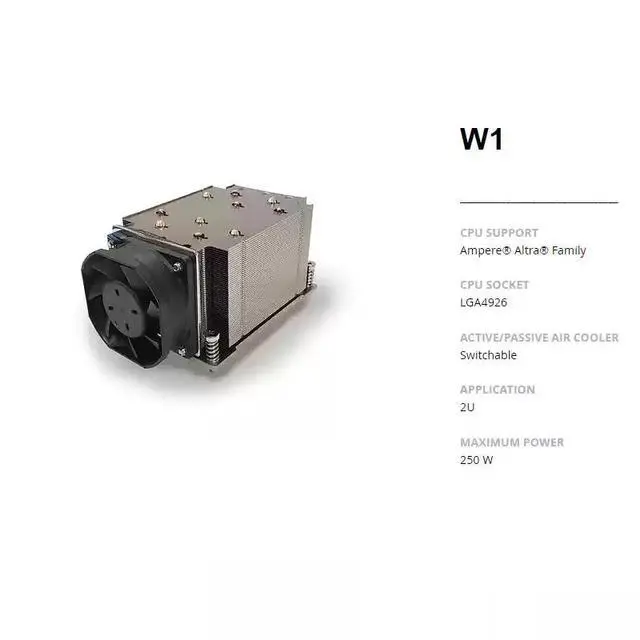 Alt view image 5 of 5 - W1 2U Server Heatsink for Intel LGA4926 CPU with High-Speed Fan, 250W TDP