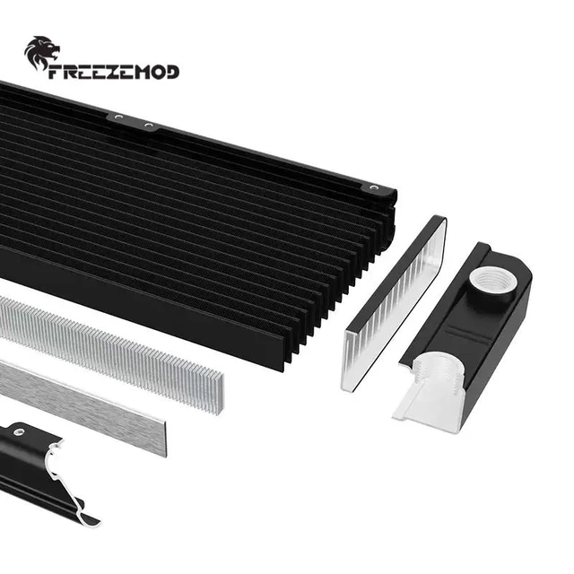 Alt view image 2 of 7 - SR-L120 Aluminum Water Cooling Radiator G1/4 Threaded Ports, Dense 17-FPI Wave Fins, for PC & Industrial Cooling SR-L120G14 (with G1/4 threaded port, black)