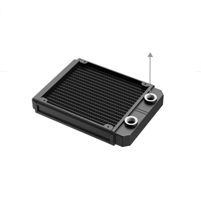 Alt view image 6 of 7 - SR-L120 Aluminum Water Cooling Radiator G1/4 Threaded Ports, Dense 17-FPI Wave Fins, for PC & Industrial Cooling SR-L120G14 (with G1/4 threaded port, black)