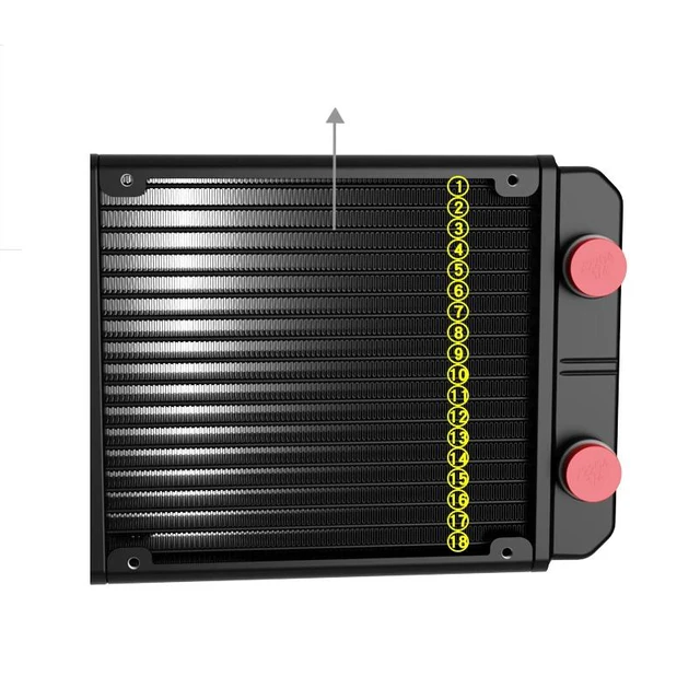 Alt view image 7 of 7 - SR-L120 Aluminum Water Cooling Radiator G1/4 Threaded Ports, Dense 17-FPI Wave Fins, for PC & Industrial Cooling SR-L120G14 (with G1/4 threaded port, black)