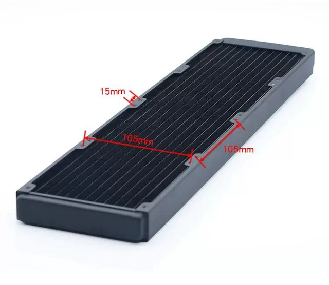 Alt view image 6 of 6 - TSRP-BP480 PC Water Cooling Radiator 480mm, Copper Fins, 27mm Thick, Matte Black, G1/4" Thread, for Custom Loop Cooling