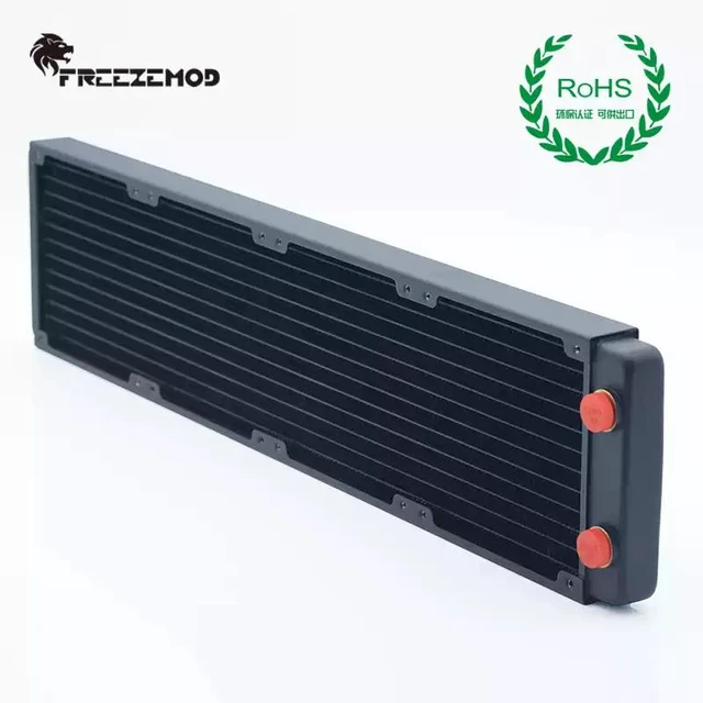 Alt view image 2 of 6 - TSRP-BP480 PC Water Cooling Radiator 480mm, Copper Fins, 27mm Thick, Matte Black, G1/4" Thread, for Custom Loop Cooling
