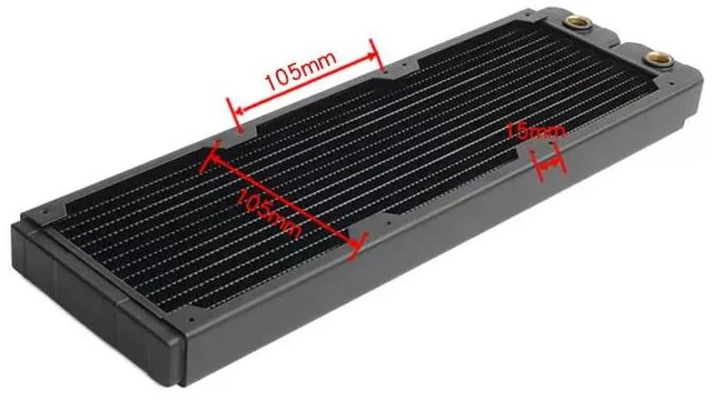 Alt view image 4 of 7 - TSRP-TW360 PC Water Cooling Radiator 360mm, 14 Flat Tubes, Copper Fins, 12cm Fan Support
