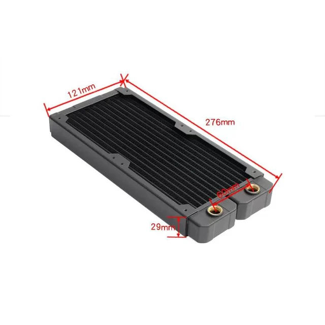 Alt view image 5 of 7 - TSRP-TW240 PC Water Cooling Radiator 14 Flat Tubes, Copper Fins, 2 x 120mm Fan Support