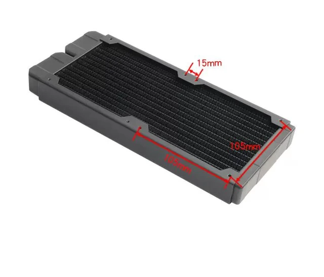 Alt view image 3 of 7 - TSRP-TW240 PC Water Cooling Radiator 14 Flat Tubes, Copper Fins, 2 x 120mm Fan Support