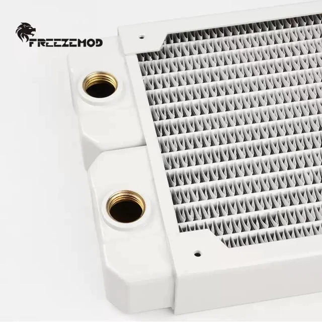 Alt view image 4 of 7 - TSRP-TW240 PC Water Cooling Radiator 14 Flat Tubes, Copper Fins, White, 120mm Fan Support