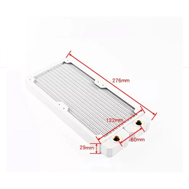 Alt view image 6 of 7 - TSRP-TW240 PC Water Cooling Radiator 14 Flat Tubes, Copper Fins, White, 120mm Fan Support