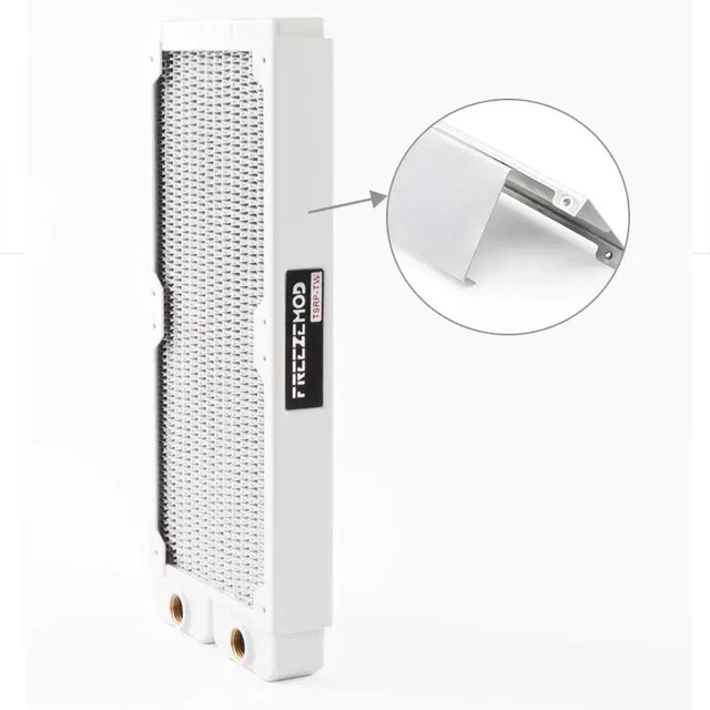 Alt view image 7 of 7 - TSRP-TW240 PC Water Cooling Radiator 14 Flat Tubes, Copper Fins, White, 120mm Fan Support