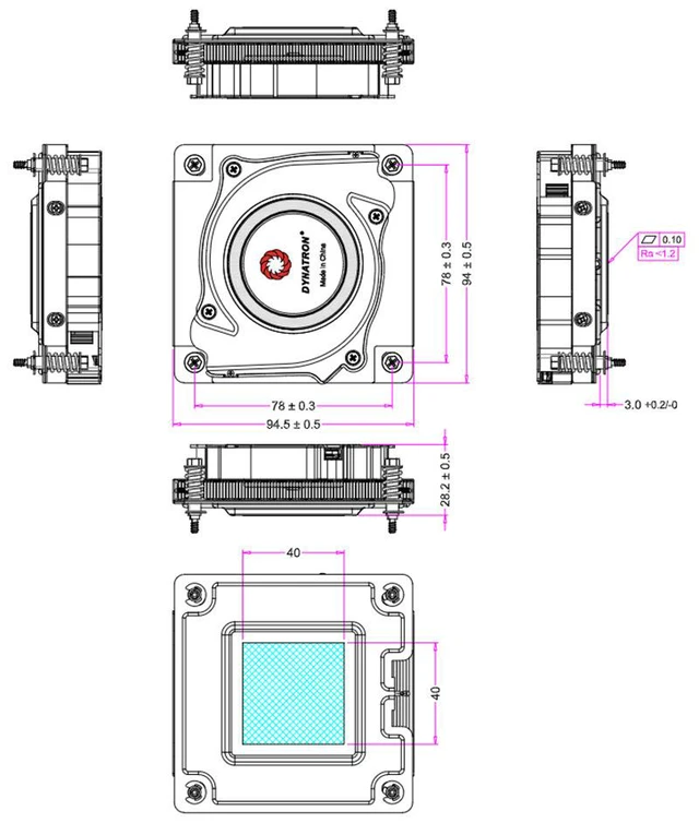 Alt view image 5 of 5 - Q7 1U Active CPU Cooler for LGA1700 Copper Vapor Chamber, 150W TDP, PWM Blower Fan