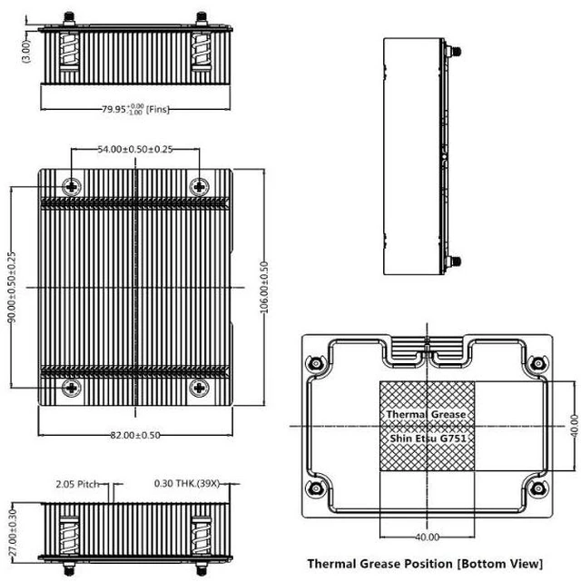 Alt view image 4 of 4 - A46 1U Passive CPU Cooler for AM4/AM5 Copper Vapor Chamber, 120W TDP, Fanless for 1U Server/ITX