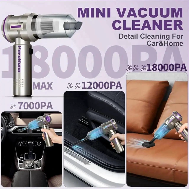 Alt view image 2 of 7 - Air Duster for PC 200000RPM Compressed Air, Mini Vacuum 2-in-1, Runtime Up to 35 Mins, Brushless Motor Electric Air Blower with 3 Gear & Rechargeable Battery, with Storage Bag, Canned Air-Keyboard C