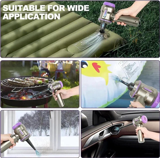Alt view image 5 of 7 - Air Duster for PC 200000RPM Compressed Air, Mini Vacuum 2-in-1, Runtime Up to 35 Mins, Brushless Motor Electric Air Blower with 3 Gear & Rechargeable Battery, with Storage Bag, Canned Air-Keyboard C