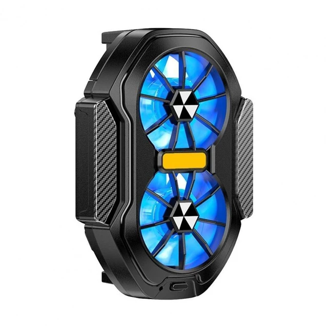 Main image of Mobile Phone Cooler with Dual Cooling Fan Cell Phone Radiator Heatsink with Rechargeable Battery for Live Streaming Outdoor Vlog - black
