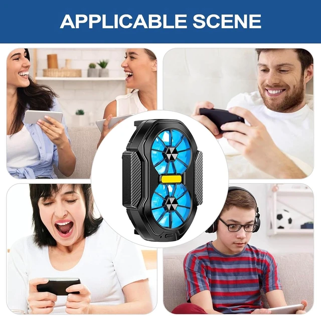 Alt view image 2 of 7 - Mobile Phone Cooler with Dual Cooling Fan Cell Phone Radiator Heatsink with Rechargeable Battery for Live Streaming Outdoor Vlog - black