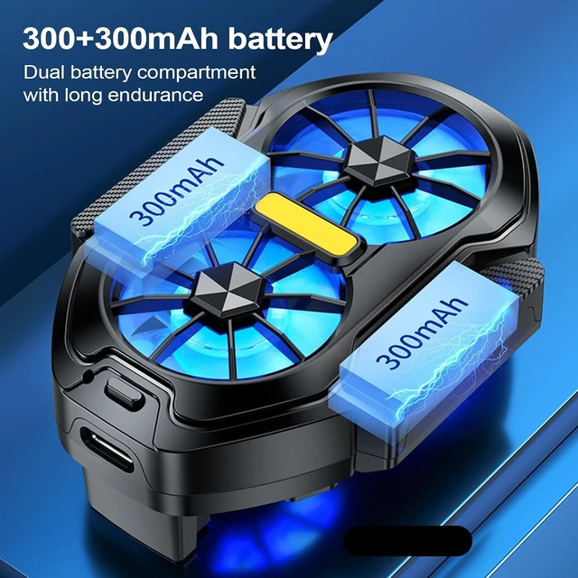 Alt view image 4 of 7 - Mobile Phone Cooler with Dual Cooling Fan Cell Phone Radiator Heatsink with Rechargeable Battery for Live Streaming Outdoor Vlog - black