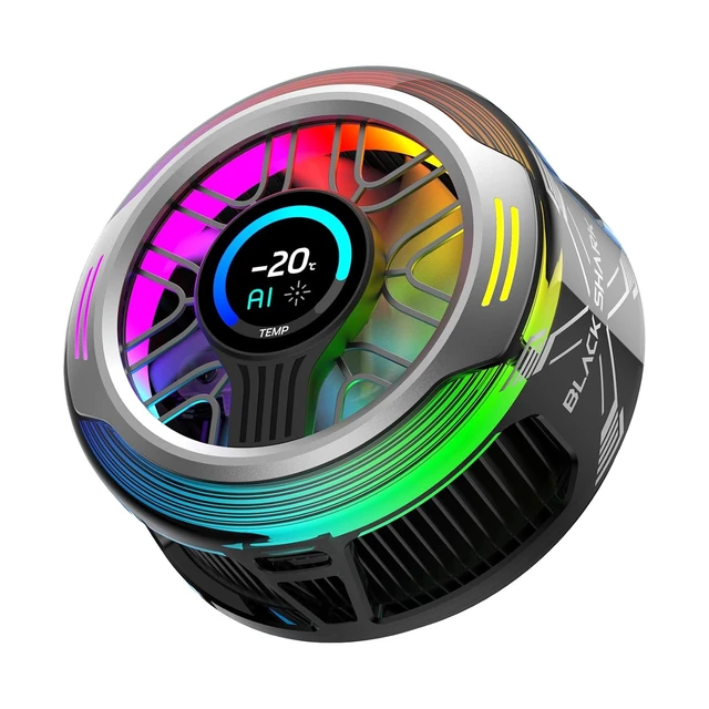 Alt view image 7 of 7 - Magnetic Phone Cooler 6 Pro Smart Display, Magnetic Ring Plate, Addressable RGB LEDs, App-Controlled Cooling Fan for iPhone MagSafe, Android & iPad Gaming, Streaming & Photography