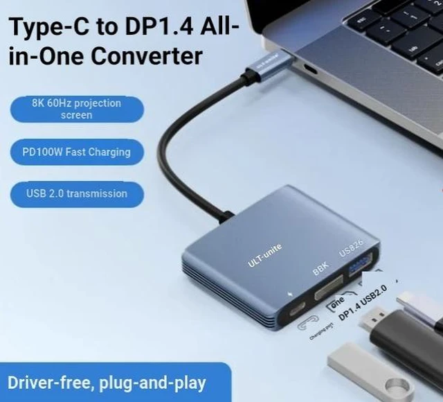 Main image of Type-C to DP 1.4 Adapter Cable for High-Definition 4K/240Hz Display, Compatible with iPhones, Apple MacBook, Huawei Laptops, and Screen Mirroring