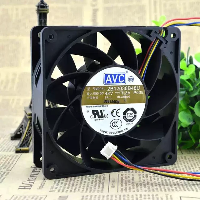 Alt view image 5 of 5 - AVC 2B12038B48U DC High Airflow Fan DC 48V 1.3A, 12CM (12038)