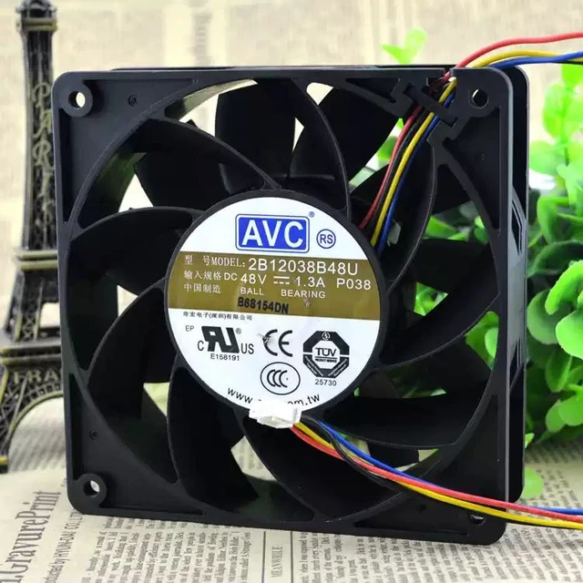 Main image of AVC 2B12038B48U DC High Airflow Fan DC 48V 1.3A, 12CM (12038)