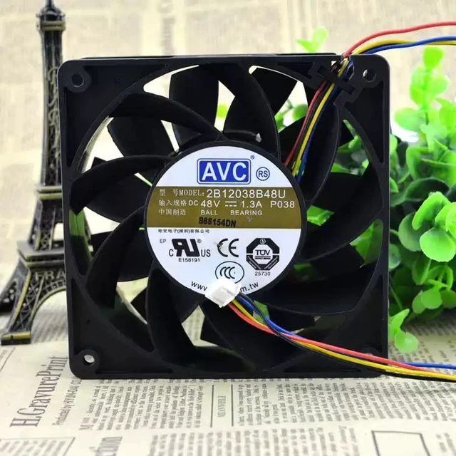 Alt view image 2 of 5 - AVC 2B12038B48U DC High Airflow Fan DC 48V 1.3A, 12CM (12038)