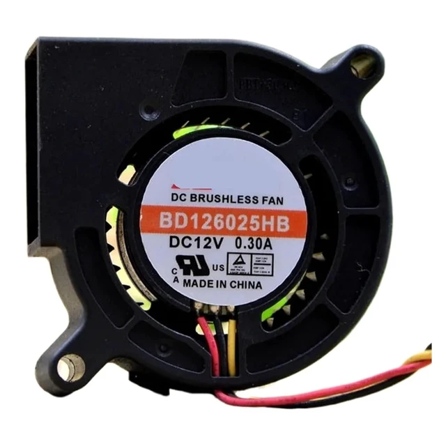 Alt view image 5 of 5 - BD126025HB Turbo Blower Fan, DC 12V 0.3A, 6025 Size (60×60×25mm), Dual Ball Bearing, 7500RPM