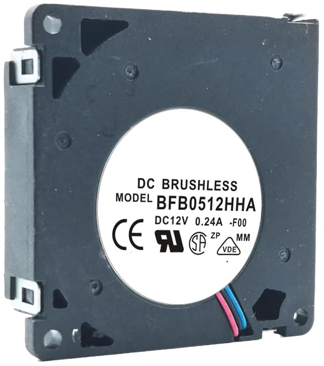 Main image of BFB0512HHA Centrifugal Turbo Blower 5010 Size (50×50×10mm), DC 12V 0.24A, Dual Ball Bearing, 5CM, 3-Wire